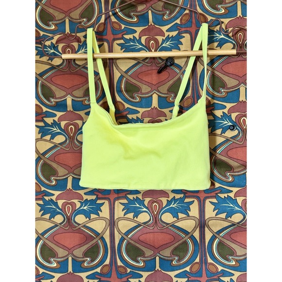 FP Movement by HATCH Ribbed Crop Top Neon Yellow Athletic XS Womens Activewear - Picture 1 of 4